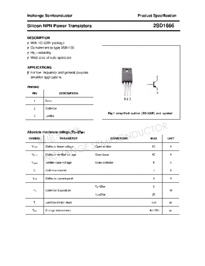 Inchange Semiconductor 2sd1666  . Electronic Components Datasheets Active components Transistors Inchange Semiconductor 2sd1666.pdf