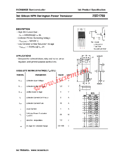 Inchange Semiconductor 2sd1769  . Electronic Components Datasheets Active components Transistors Inchange Semiconductor 2sd1769.pdf