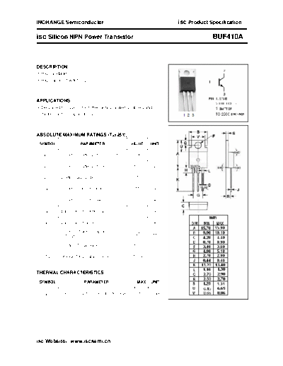 Inchange Semiconductor buf410a  . Electronic Components Datasheets Active components Transistors Inchange Semiconductor buf410a.pdf