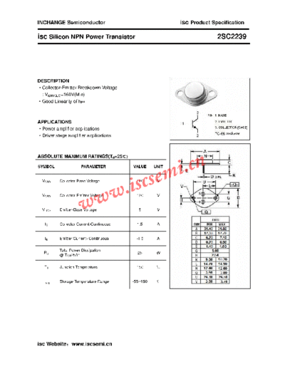 Inchange Semiconductor 2sc2239  . Electronic Components Datasheets Active components Transistors Inchange Semiconductor 2sc2239.pdf