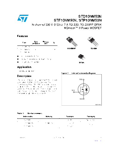 ST d10nm50n  f10nm50n  p10nm50n  . Electronic Components Datasheets Active components Transistors ST std10nm50n_stf10nm50n_stp10nm50n.pdf