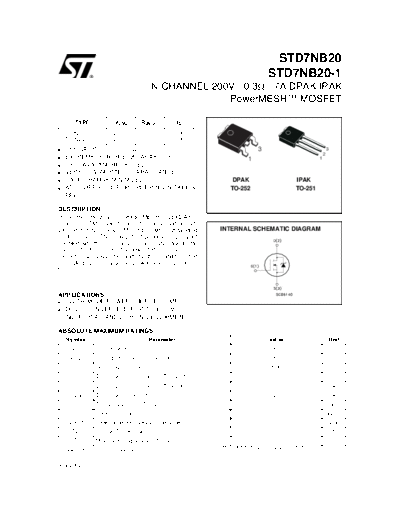 ST std7nb20  . Electronic Components Datasheets Active components Transistors ST std7nb20.pdf