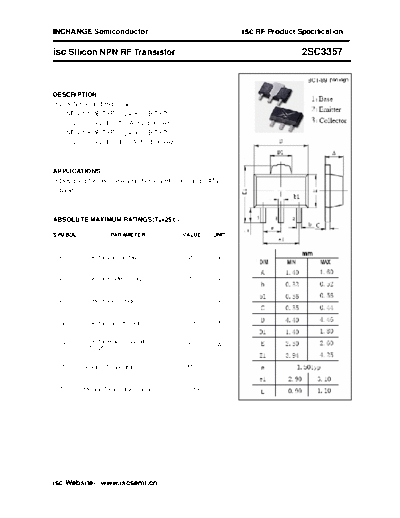 Inchange Semiconductor 2sc3357  . Electronic Components Datasheets Active components Transistors Inchange Semiconductor 2sc3357.pdf