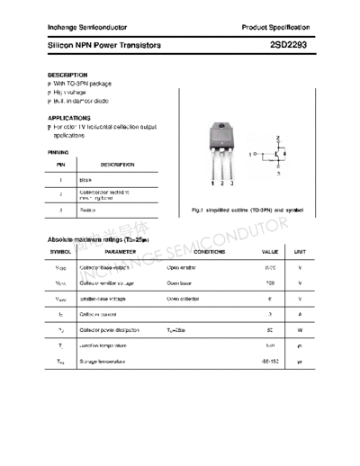 Inchange Semiconductor 2sd2293  . Electronic Components Datasheets Active components Transistors Inchange Semiconductor 2sd2293.pdf