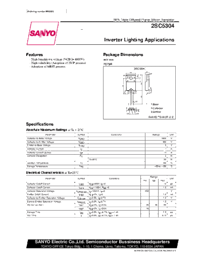 Sanyo 2sc5304  . Electronic Components Datasheets Active components Transistors Sanyo 2sc5304.pdf