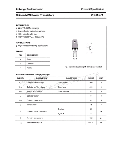 Inchange Semiconductor 2sd1571  . Electronic Components Datasheets Active components Transistors Inchange Semiconductor 2sd1571.pdf