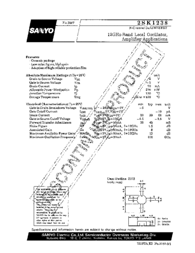 Sanyo 2sk1238  . Electronic Components Datasheets Active components Transistors Sanyo 2sk1238.pdf
