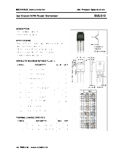 Inchange Semiconductor bul810  . Electronic Components Datasheets Active components Transistors Inchange Semiconductor bul810.pdf