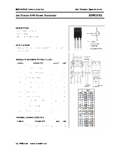 Inchange Semiconductor buh315d  . Electronic Components Datasheets Active components Transistors Inchange Semiconductor buh315d.pdf