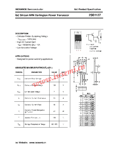 Inchange Semiconductor 2sd1127  . Electronic Components Datasheets Active components Transistors Inchange Semiconductor 2sd1127.pdf