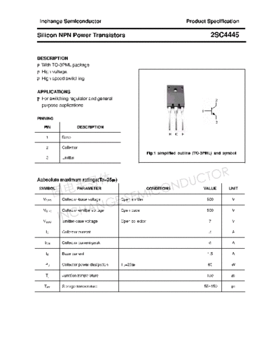Inchange Semiconductor 2sc4445  . Electronic Components Datasheets Active components Transistors Inchange Semiconductor 2sc4445.pdf