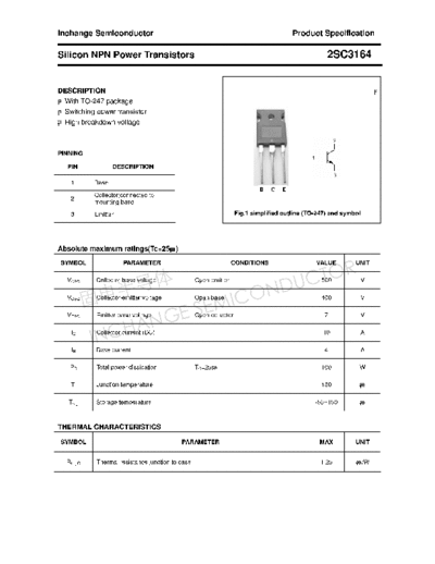 Inchange Semiconductor 2sc3164  . Electronic Components Datasheets Active components Transistors Inchange Semiconductor 2sc3164.pdf