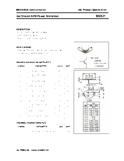 Inchange Semiconductor bux21  . Electronic Components Datasheets Active components Transistors Inchange Semiconductor bux21.pdf