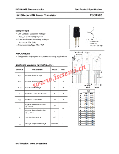 Inchange Semiconductor 2sc4596  . Electronic Components Datasheets Active components Transistors Inchange Semiconductor 2sc4596.pdf