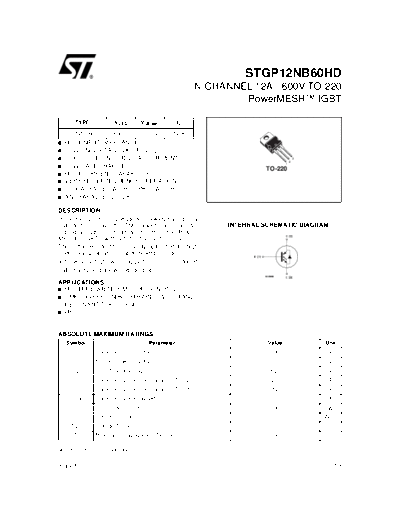 ST stgp12nb60hd  . Electronic Components Datasheets Active components Transistors ST stgp12nb60hd.pdf