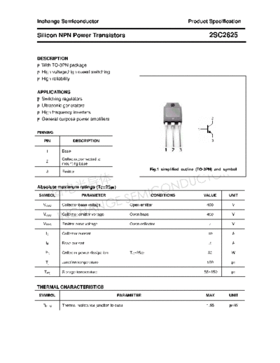 Inchange Semiconductor 2sc2625  . Electronic Components Datasheets Active components Transistors Inchange Semiconductor 2sc2625.pdf