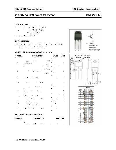 Inchange Semiconductor bup22b c  . Electronic Components Datasheets Active components Transistors Inchange Semiconductor bup22b_c.pdf