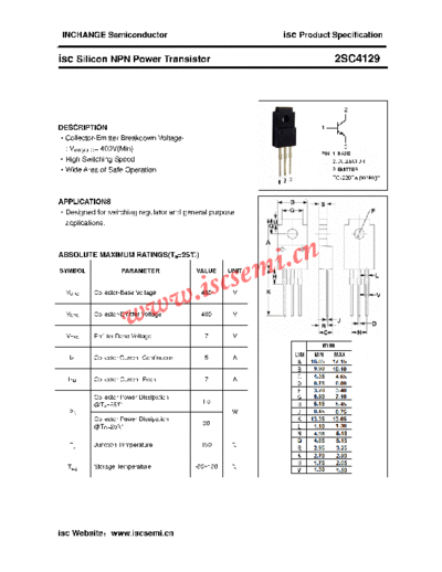 Inchange Semiconductor 2sc4129  . Electronic Components Datasheets Active components Transistors Inchange Semiconductor 2sc4129.pdf