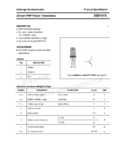 Inchange Semiconductor 2sb1015  . Electronic Components Datasheets Active components Transistors Inchange Semiconductor 2sb1015.pdf