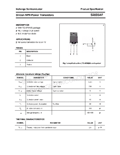 Inchange Semiconductor s2055af  . Electronic Components Datasheets Active components Transistors Inchange Semiconductor s2055af.pdf
