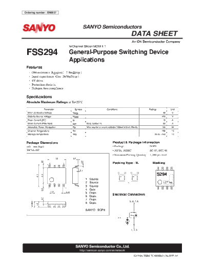 Sanyo fss294  . Electronic Components Datasheets Active components Transistors Sanyo fss294.pdf
