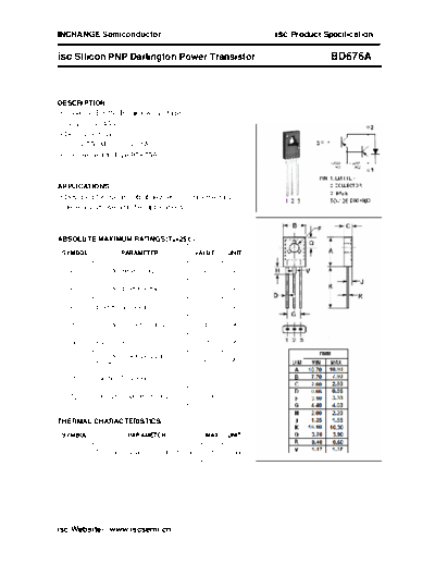 Inchange Semiconductor bd676a  . Electronic Components Datasheets Active components Transistors Inchange Semiconductor bd676a.pdf