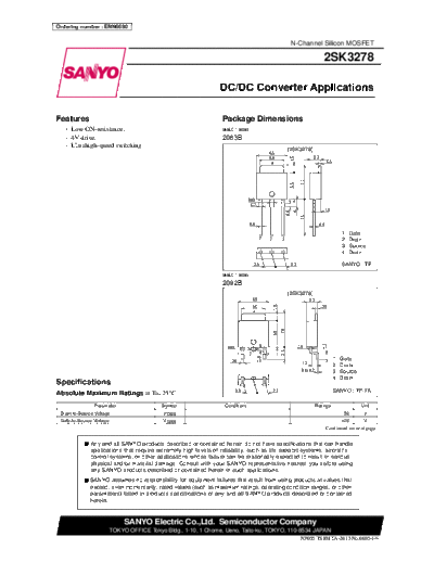 . Electronic Components Datasheets 2sk3278  . Electronic Components Datasheets Active components Transistors Sanyo 2sk3278.pdf