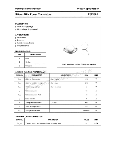 Inchange Semiconductor 2sd641  . Electronic Components Datasheets Active components Transistors Inchange Semiconductor 2sd641.pdf