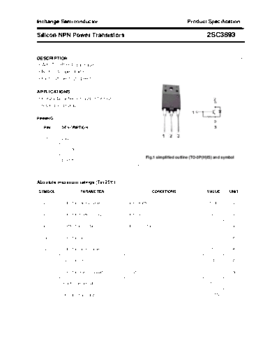 Inchange Semiconductor 2sc3893  . Electronic Components Datasheets Active components Transistors Inchange Semiconductor 2sc3893.pdf