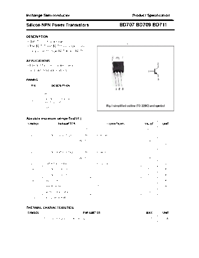 Inchange Semiconductor bd707 bd709 bd711  . Electronic Components Datasheets Active components Transistors Inchange Semiconductor bd707_bd709_bd711.pdf