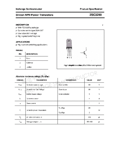 Inchange Semiconductor 2sc3299  . Electronic Components Datasheets Active components Transistors Inchange Semiconductor 2sc3299.pdf