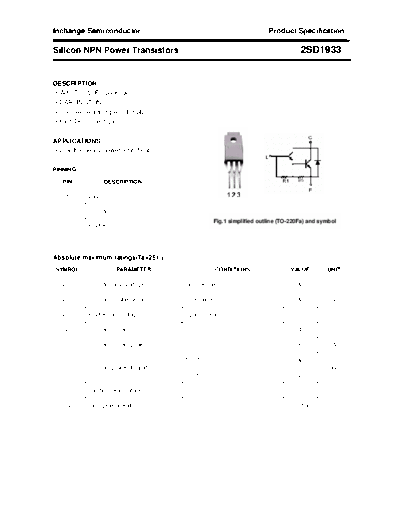 Inchange Semiconductor 2sd1933  . Electronic Components Datasheets Active components Transistors Inchange Semiconductor 2sd1933.pdf