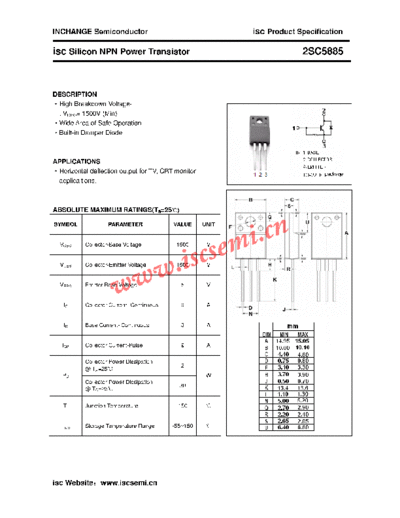 Inchange Semiconductor 2sc5885  . Electronic Components Datasheets Active components Transistors Inchange Semiconductor 2sc5885.pdf