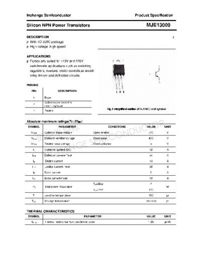 Inchange Semiconductor mje13009  . Electronic Components Datasheets Active components Transistors Inchange Semiconductor mje13009.pdf