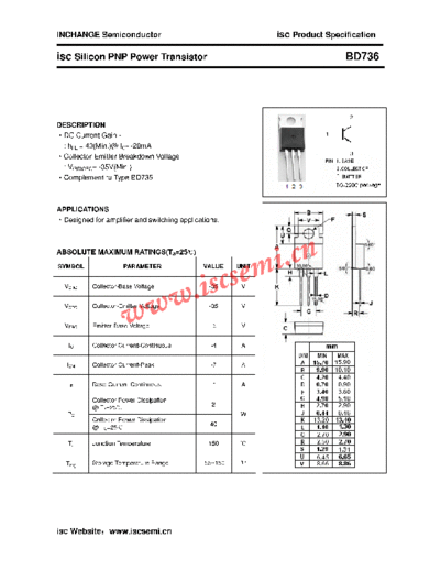 Inchange Semiconductor bd736  . Electronic Components Datasheets Active components Transistors Inchange Semiconductor bd736.pdf
