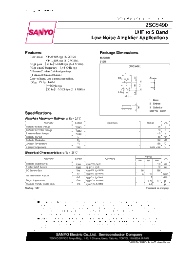 Sanyo 2sc5490  . Electronic Components Datasheets Active components Transistors Sanyo 2sc5490.pdf
