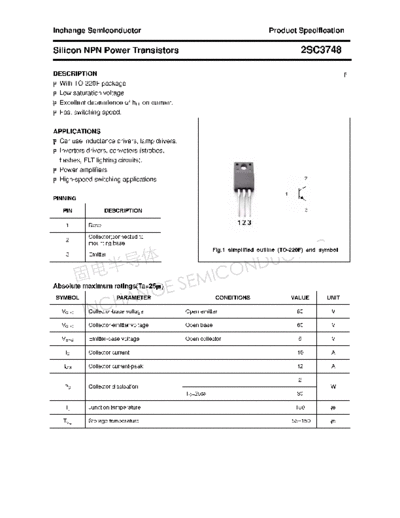 Inchange Semiconductor 2sc3748  . Electronic Components Datasheets Active components Transistors Inchange Semiconductor 2sc3748.pdf