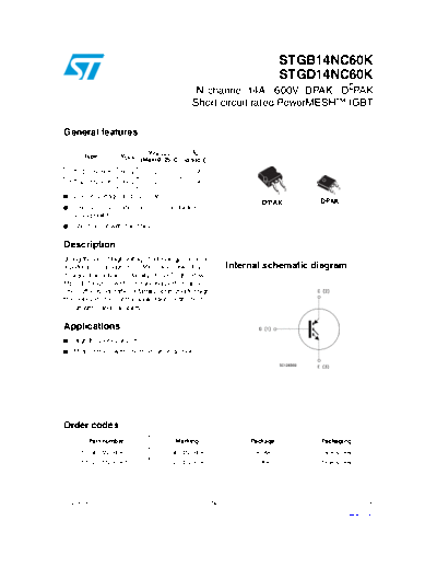ST stgb14nc60k stgd14nc60k  . Electronic Components Datasheets Active components Transistors ST stgb14nc60k_stgd14nc60k.pdf