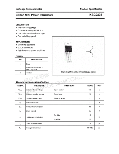 Inchange Semiconductor ksc2334  . Electronic Components Datasheets Active components Transistors Inchange Semiconductor ksc2334.pdf