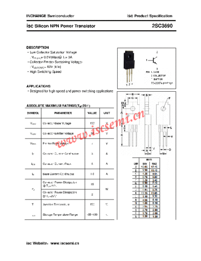 Inchange Semiconductor 2sc3690  . Electronic Components Datasheets Active components Transistors Inchange Semiconductor 2sc3690.pdf
