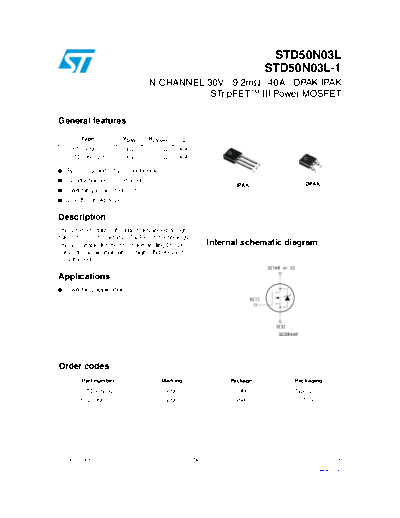 ST std50n03l std50n03l-1  . Electronic Components Datasheets Active components Transistors ST std50n03l_std50n03l-1.pdf