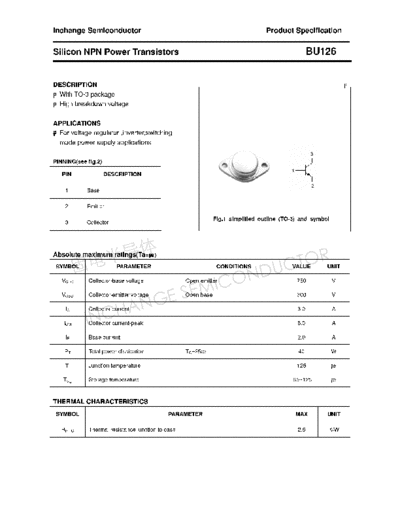 Inchange Semiconductor bu126  . Electronic Components Datasheets Active components Transistors Inchange Semiconductor bu126.pdf