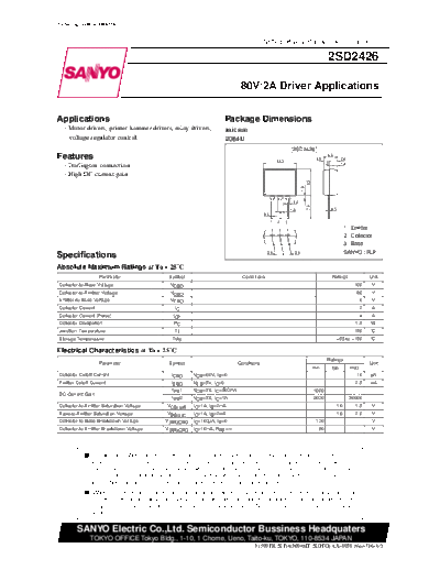 Sanyo 2sd2426  . Electronic Components Datasheets Active components Transistors Sanyo 2sd2426.pdf