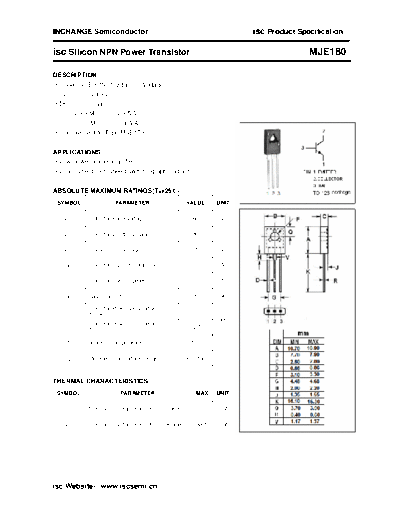 Inchange Semiconductor mje180  . Electronic Components Datasheets Active components Transistors Inchange Semiconductor mje180.pdf