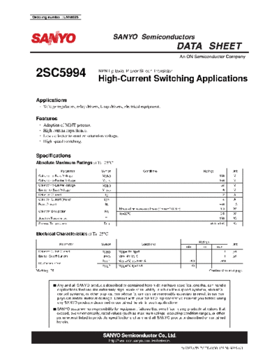 Sanyo 2sc5994  . Electronic Components Datasheets Active components Transistors Sanyo 2sc5994.pdf