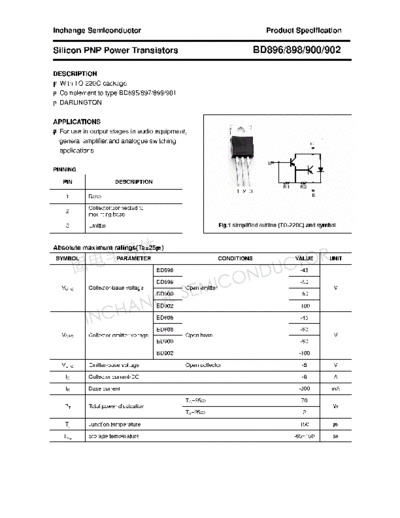 Inchange Semiconductor bd896 898 900 902  . Electronic Components Datasheets Active components Transistors Inchange Semiconductor bd896_898_900_902.pdf