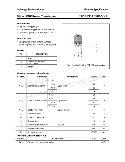 Inchange Semiconductor tip36 36a 36b 36c  . Electronic Components Datasheets Active components Transistors Inchange Semiconductor tip36_36a_36b_36c.pdf
