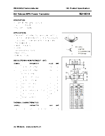 Inchange Semiconductor mj16014  . Electronic Components Datasheets Active components Transistors Inchange Semiconductor mj16014.pdf