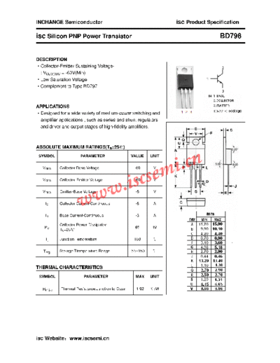 Inchange Semiconductor bd798  . Electronic Components Datasheets Active components Transistors Inchange Semiconductor bd798.pdf