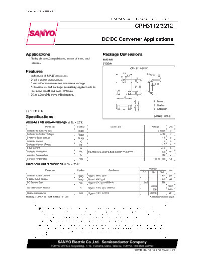 . Electronic Components Datasheets cph3112 cph3212  . Electronic Components Datasheets Active components Transistors Sanyo cph3112_cph3212.pdf